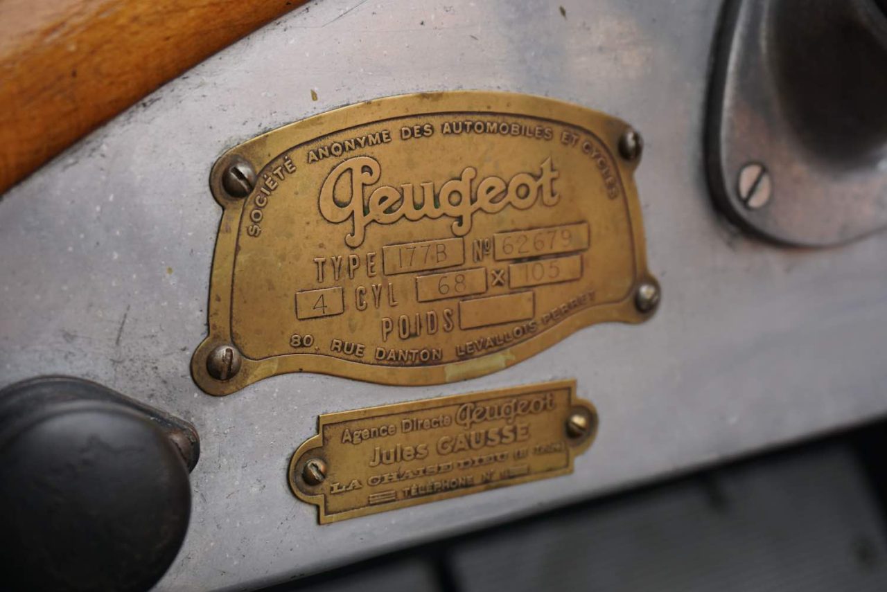 1923 Peugeot 177B Cabriolet Torpedo Typenschild